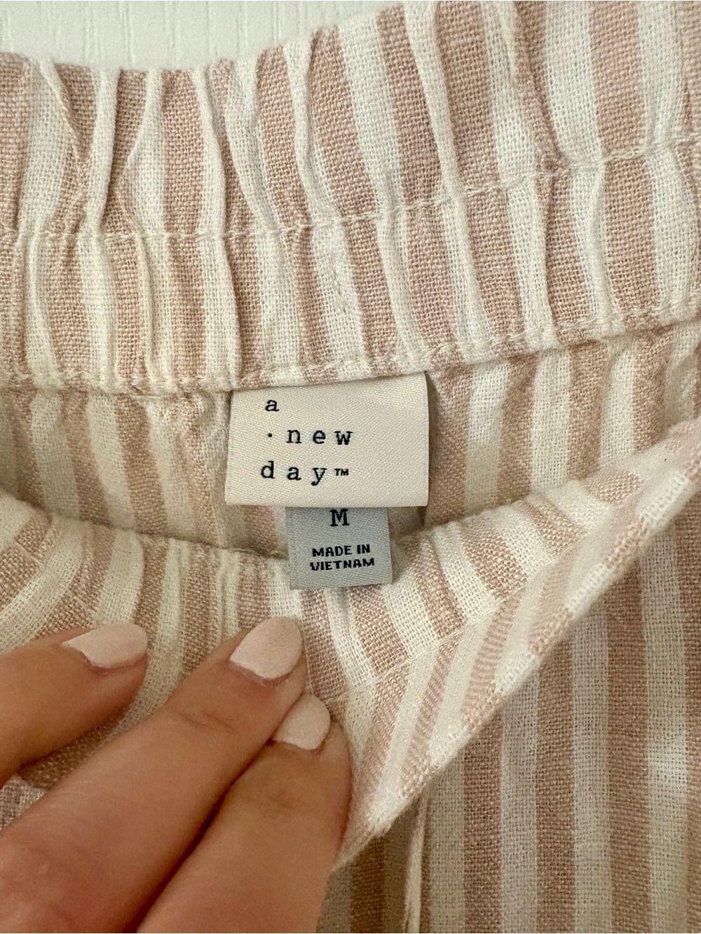 a new day Striped Drawstring Pants - Blush & Cream - Picture 3 of 3